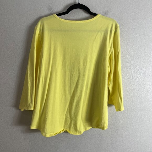 Life Is Good Womens XL Purrrsonal Assistant Cat Tee Shirt Yellow 3/4 Sleeve - Picture 8 of 8